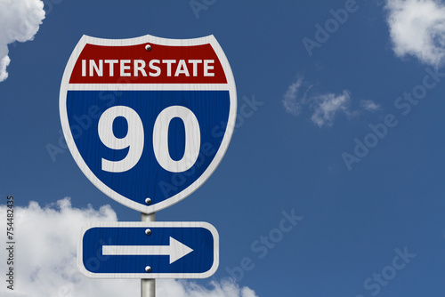 USA Interstate 90 highway sign photo