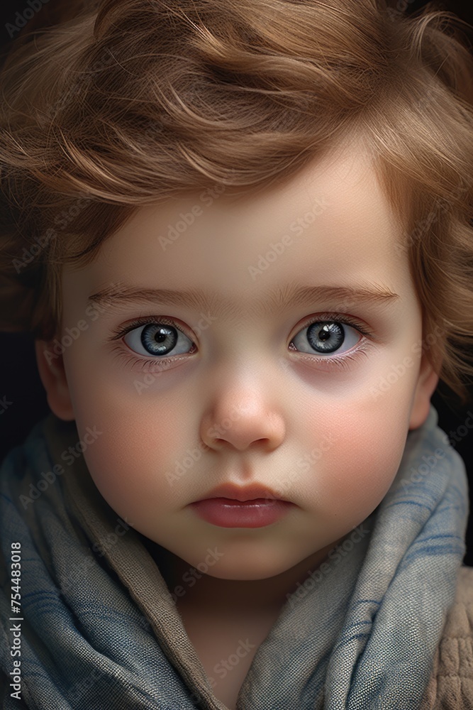 Close up of a child wearing a scarf, suitable for winter fashion concepts Close up of a child wearing a scarf, suitable for winter fashion concepts