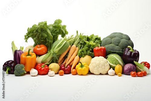 Assorted fresh produce on a clean white background. Ideal for food and health-related designs © Fotograf