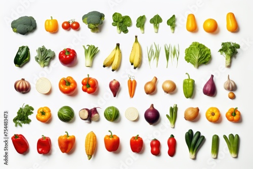 Wallpaper Mural Fresh fruits and vegetables displayed on a clean white background. Suitable for healthy eating concepts Torontodigital.ca