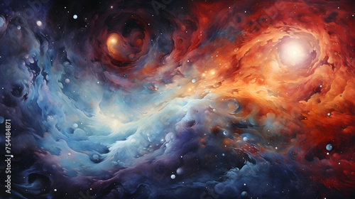 A vast and mysterious cosmic nebula, swirling colors and ethereal light, the wondrous beauty of the universe Generative AI photo
