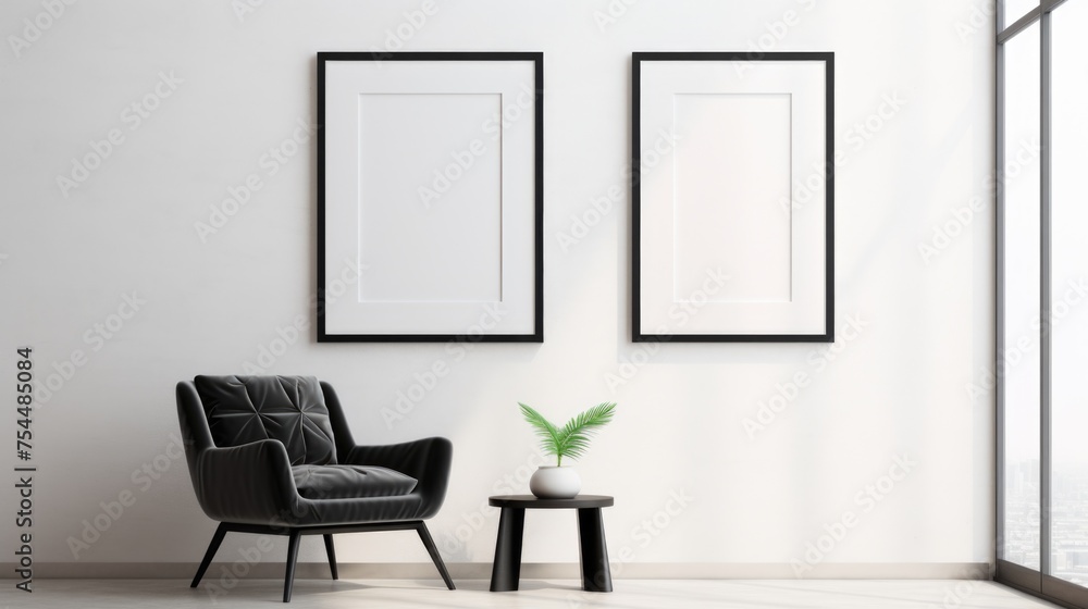 A simple room with a chair and table. Suitable for interior design concepts A simple room with a chair and table. Suitable for interior design concepts