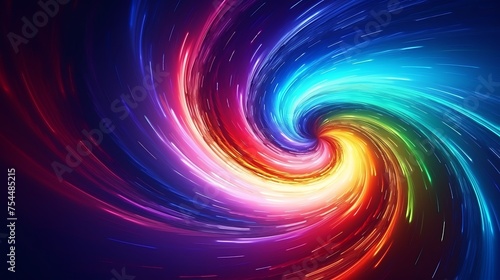  Colorful vortex energy, cosmic spiral waves, multicolor swirls explosion. Abstract futuristic digital background