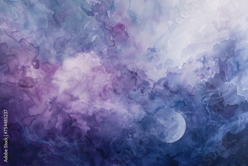 The soft hues of a watercolor background lend a sense of lightness and airiness to the image, creating an atmosphere of unique beauty and mystery