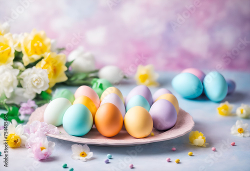 Colorful painted easter eggs