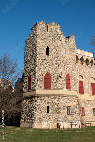 Pseudo-gothic castle Januv hrad, Lednice, Czechia photo