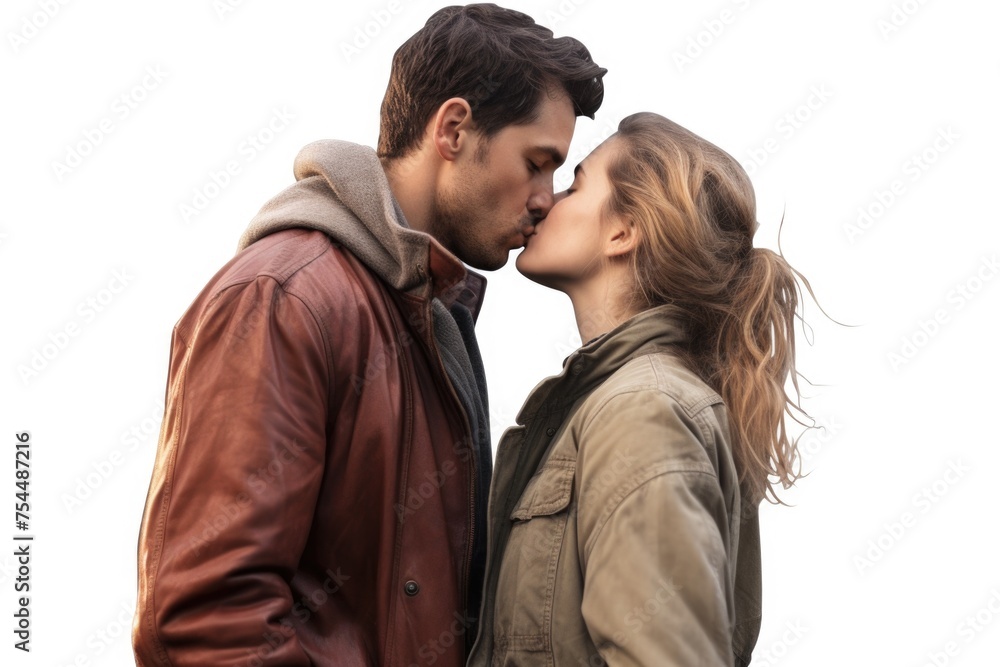 A romantic image of a man and a woman sharing a kiss. Suitable for illustrating love and relationships A romantic image of a man and a woman sharing a kiss. Suitable for illustrating love and relationships