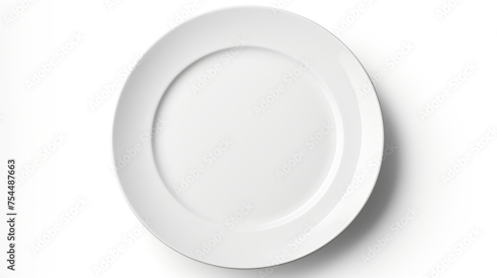 A simple white plate on a clean surface. Perfect for food or kitchen concepts A simple white plate on a clean surface. Perfect for food or kitchen concepts
