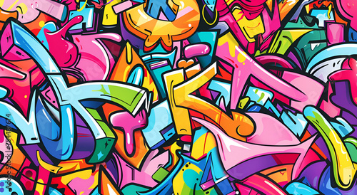 Graffiti style design background in bright colors