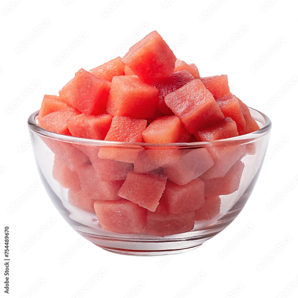 Sliced watermelon in a glass bowl isolated on transparent background Sliced watermelon in a glass bowl isolated on transparent background