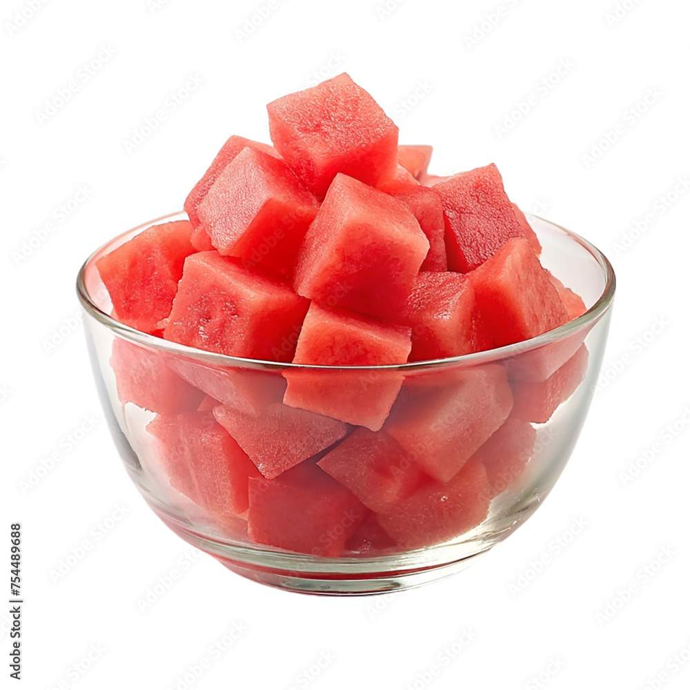 Sliced watermelon in a glass bowl isolated on transparent background Sliced watermelon in a glass bowl isolated on transparent background