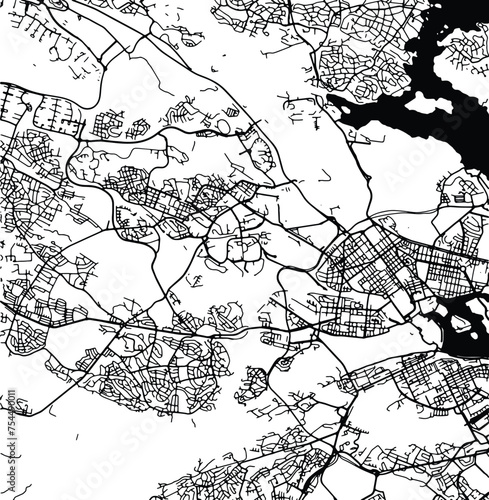 Silhouette map of Solna Sweden photo