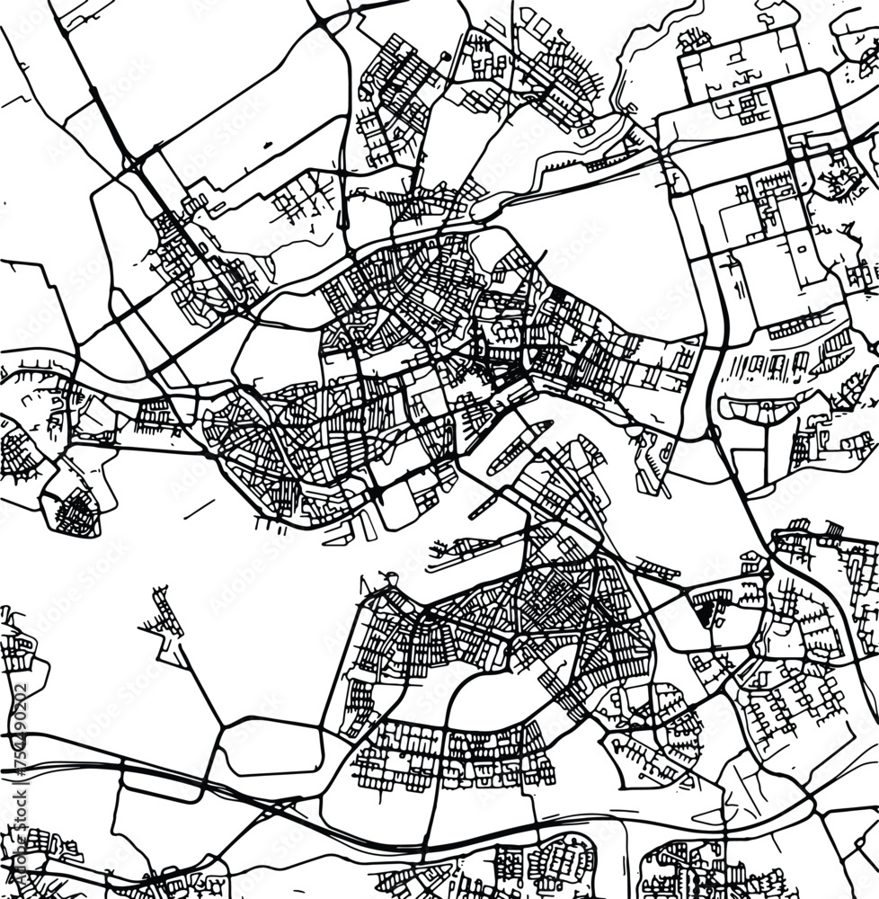 Obraz premium Silhouette map of Rotterdam Netherlands