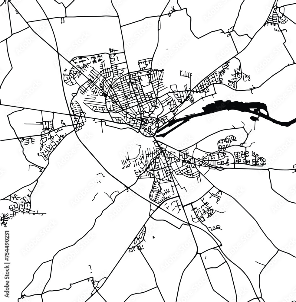 Fototapeta premium Silhouette map of Randers Denmark