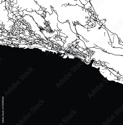 Silhouette map of Rijeka Croatia