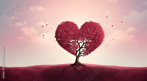 silhouette of a tree with hearts © Ashan