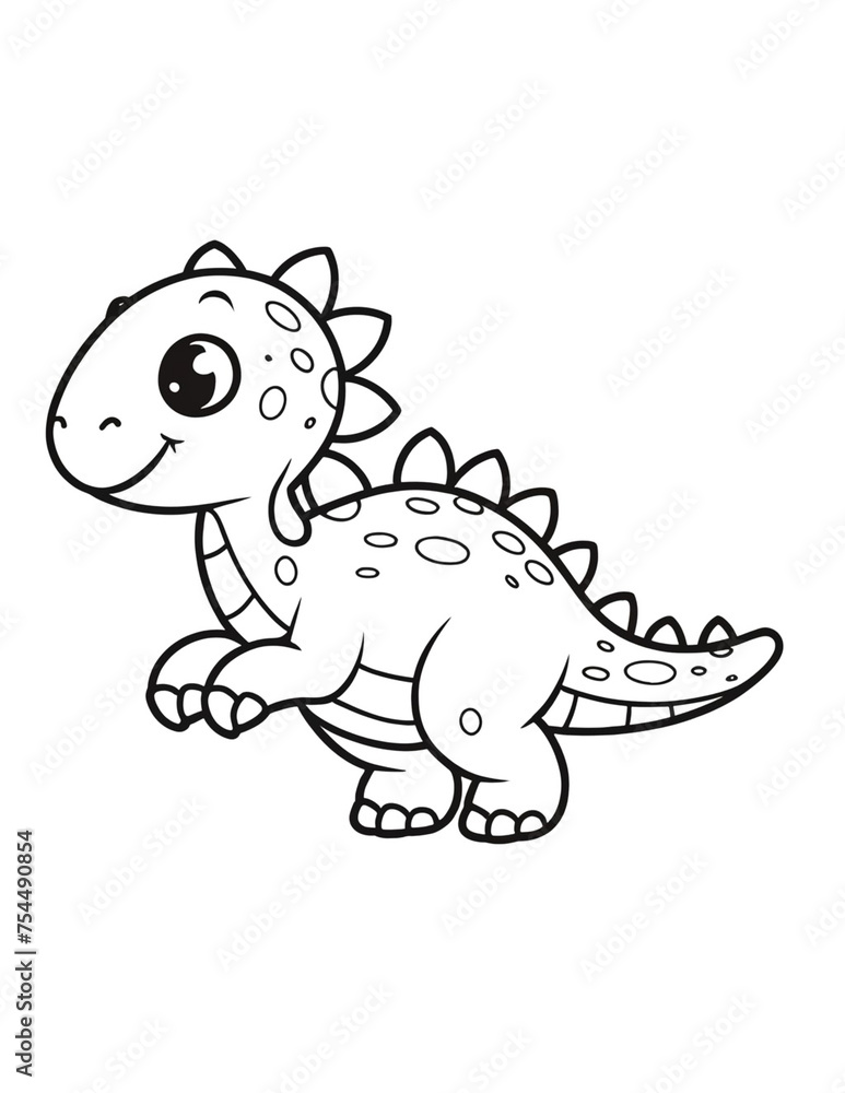 coloring page for children cute dinosaur