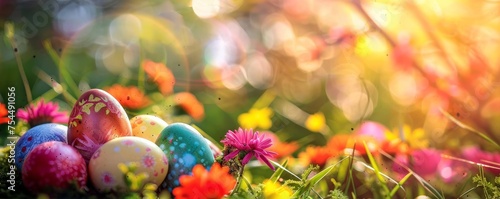 Easter Egg Hunt Extravaganza: Discover the Magic as Colorful Eggs Peek Out from Springtime Flowers