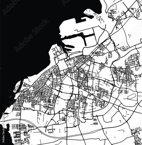 Silhouette map of Malmoe Sweden