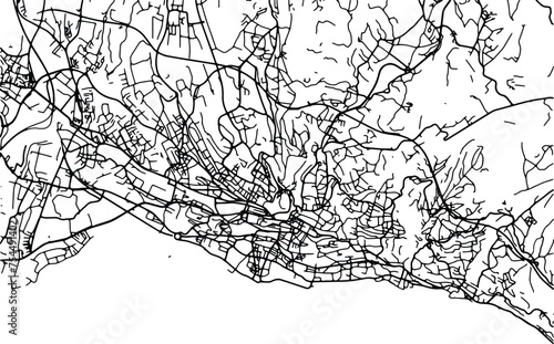 Silhouette map of Lausanne Switzerland