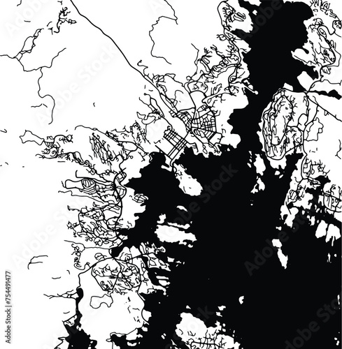 Silhouette map of Kristiansand Norway