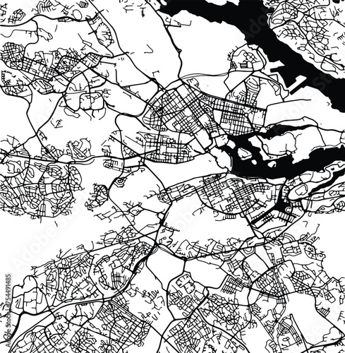Silhouette map of Kungsholmen Sweden
