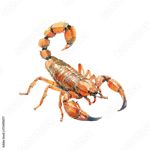 cute scorpion vector illustration in watercolour style