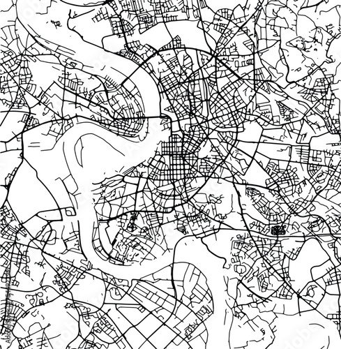 Silhouette map of Duesseldorf Germany