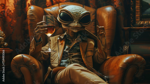 alien with drink