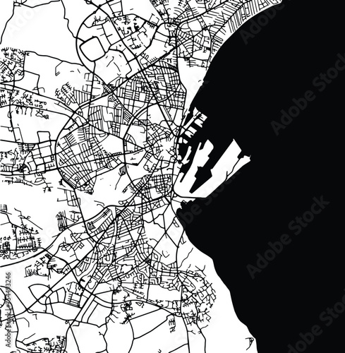 Silhouette map of Arhus Denmark