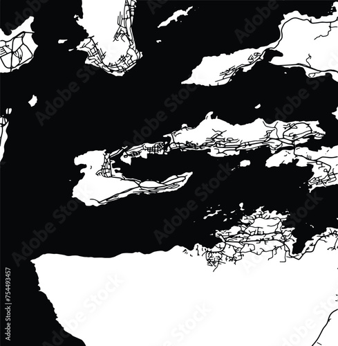 Silhouette map of Alesund Norway