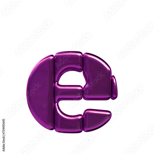 Symbol made of purple vertical blocks. letter e