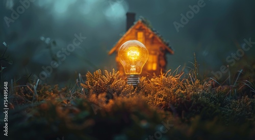 Small Light Bulb on Lush Green Field