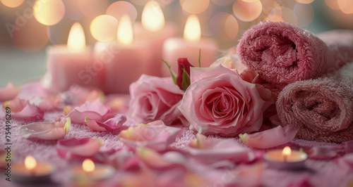 Stack of Towels With Rose