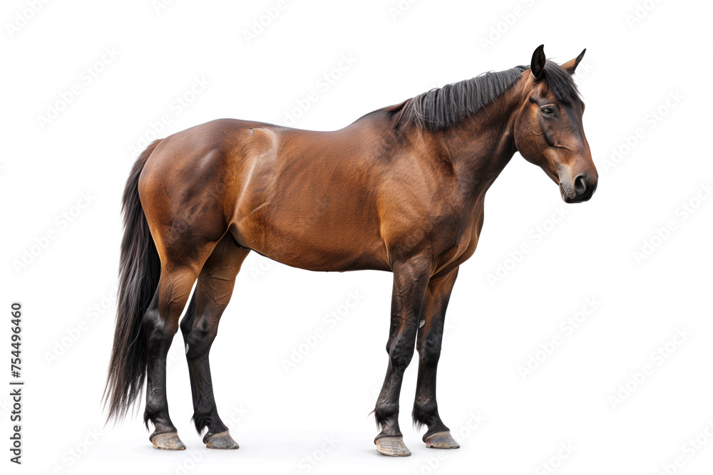 Fototapeta premium Brown horse isolated on white