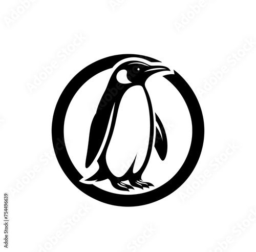 Monochrome penguin isolated vector illustration