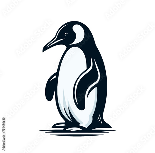 Monochrome penguin isolated vector illustration