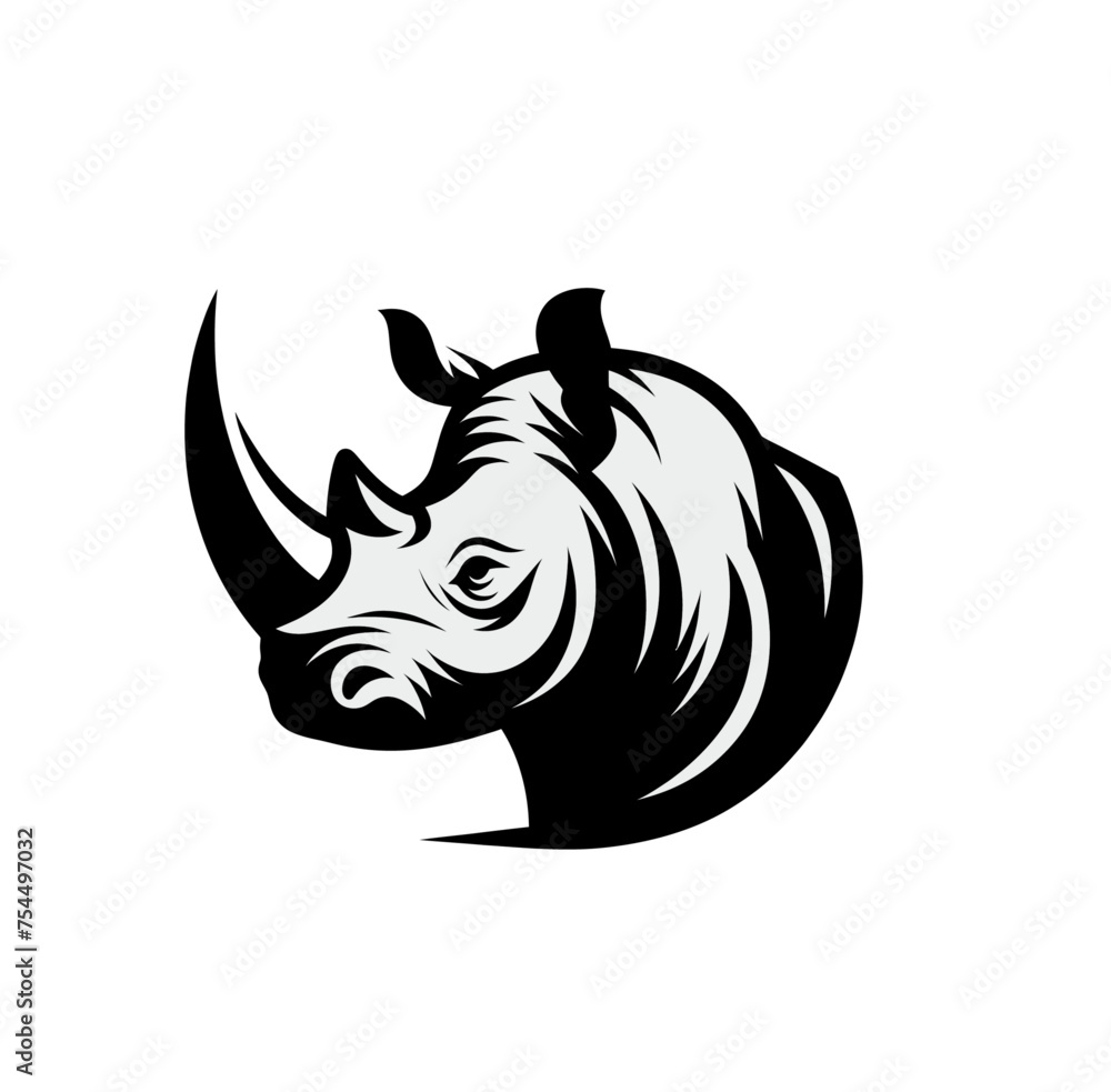 rhino engraved monochrome isolated vector emblem illustration rhino engraved monochrome isolated vector emblem illustration