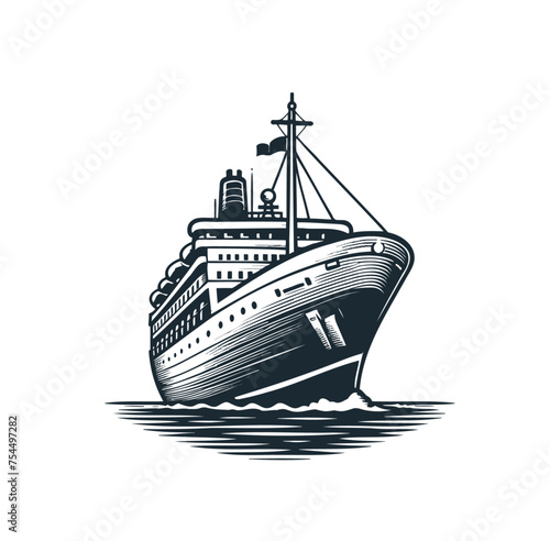 Monochrome isolated ship vessel vector illustration