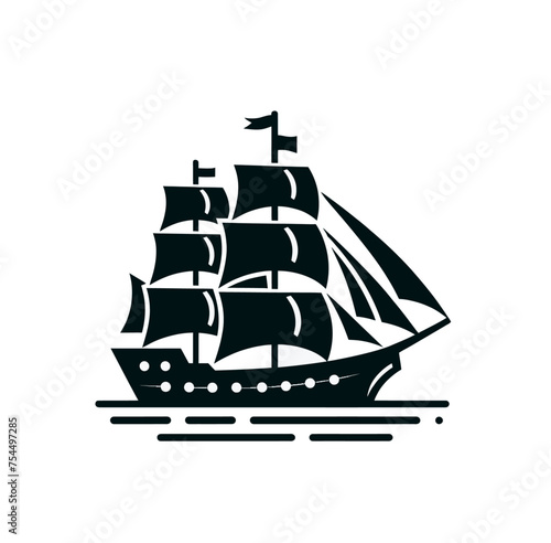 Monochrome isolated ship vessel vector illustration