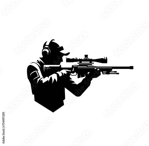 Monochrome isolated sniper vector illustration