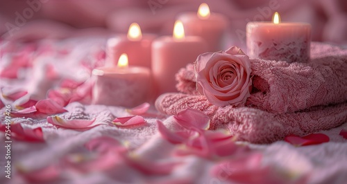 Stack of Towels With Rose