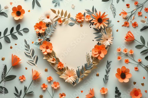 Heart Shaped Paper Surrounded by Petals