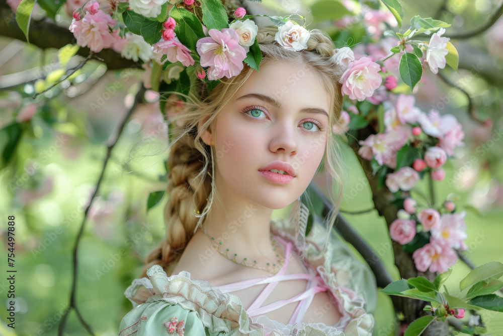 portrait of a woman with flowers portrait of a woman with flowers