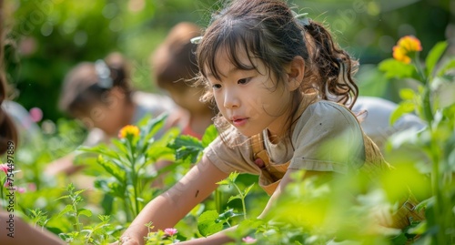 Little Girl Laying in Field of Flowers