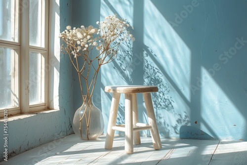 White Vase Next to Wooden Table
