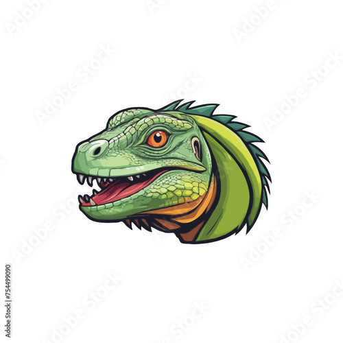 Iguana mascot logo design vector with modern illustration concept style for badge  emblem and t shirt printing. Green iguana illustration. American Iguana vector Logo