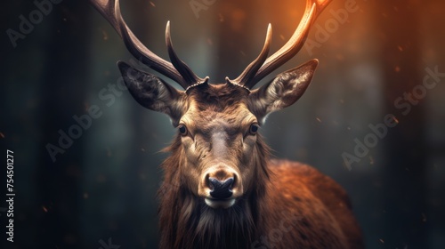 close up elk with woodland background