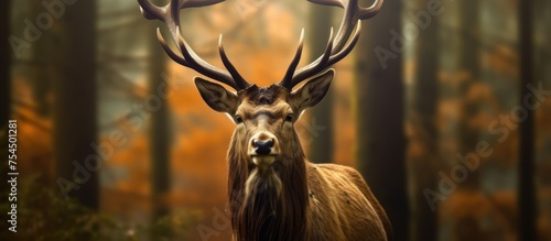 close up elk with woodland background