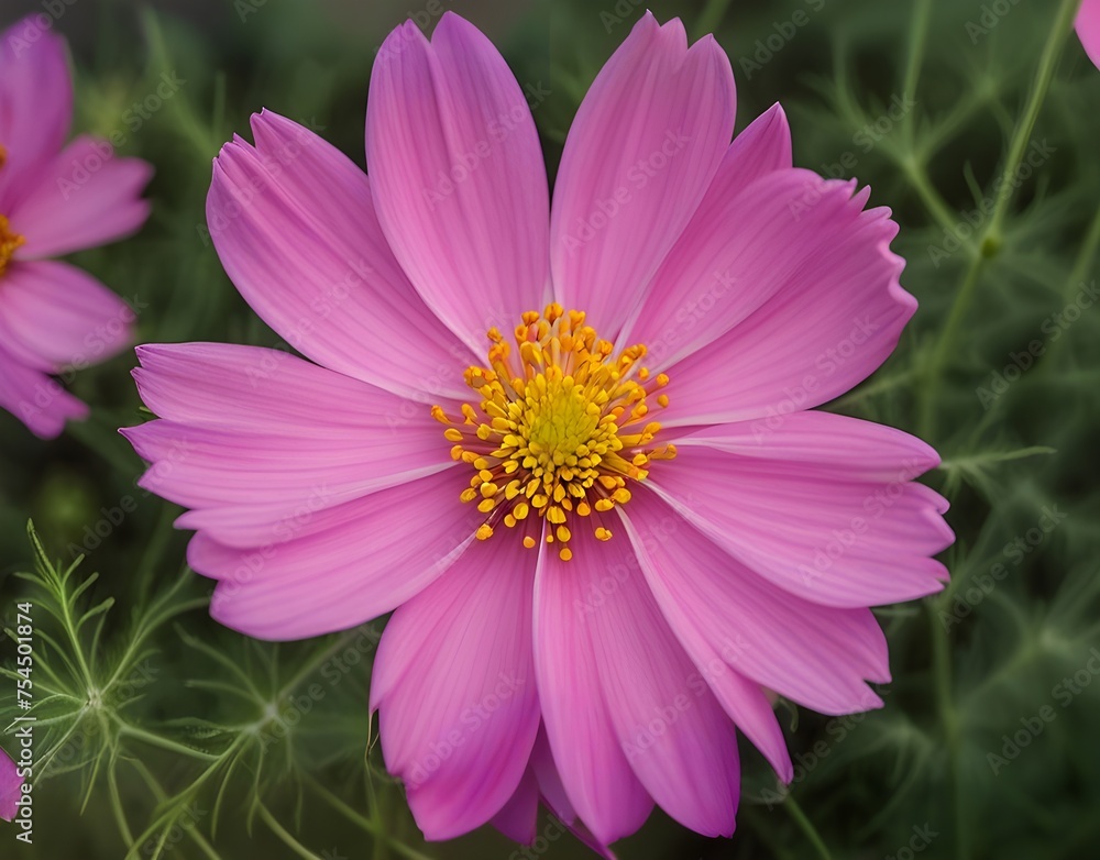 Pink cosmos flower head closeup on an outdoor field, floral wallpaper, nature background Pink cosmos flower head closeup on an outdoor field, floral wallpaper, nature background
